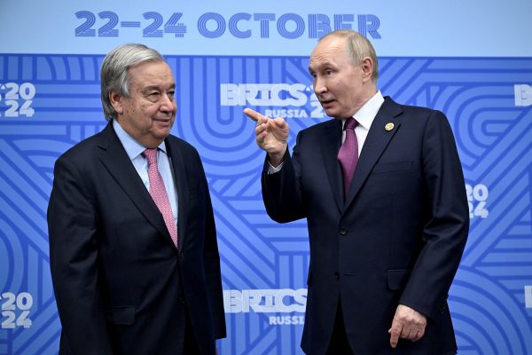 Photo: Russian President Vladimir Putin and UN Secretary General Antonio Guterres attend a meeting on the sidelines of the BRICS summit in Kazan, Russia October 24, 2024. Credit: Alexander Nemenov/Pool via REUTERS