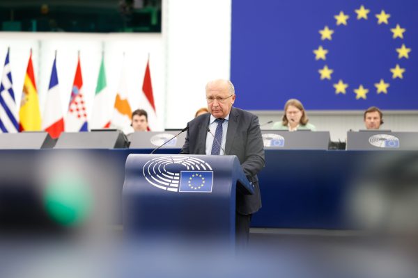 Photo: France, Strasbourg, 2023-10-03. Member of the European Parliament Andrius Kubilius in the meeting of EP Plenary session - Council and Commission statements - Situation in Nagorno-Karabakh after Azerbaijan attack. Photograph by Mathieu Cugnot. France, Strasbourg, 2023-10-03. Membre du Parlement europeen Andrius Kubilius lors de la reunion de la session pleniere du PE - Declarations du Conseil et de la Commission - Situation au Haut-Karabakh apres attaque de Azerbaidjan. Credit: POOL UNION EUROPEENNE / AGENCE HANS LUCAS / Hans Lucas via Reuters Connect