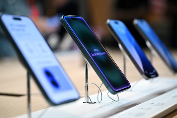 Photo: Screens of iPhone 16 on display during launch day at the Grand Central Terminal Apple retail store, New York, NY, September 20, 2024. Apple on September 9, 2024 announced a new iPhone built for generative artificial intelligence (AI). Credit: (Photo by Anthony Behar/Sipa USA)