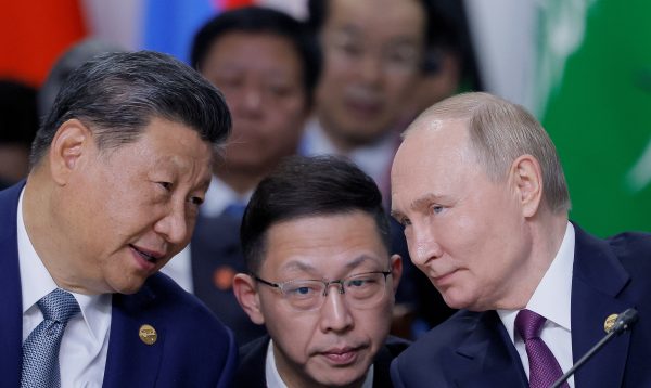 Photo: Russian President Vladimir Putin and Chinese President Xi Jinping speak during a plenary session in the outreach/BRICS Plus format at the BRICS summit in Kazan, Russia October 24, 2024. Credit: REUTERS/Maxim Shemetov/Pool