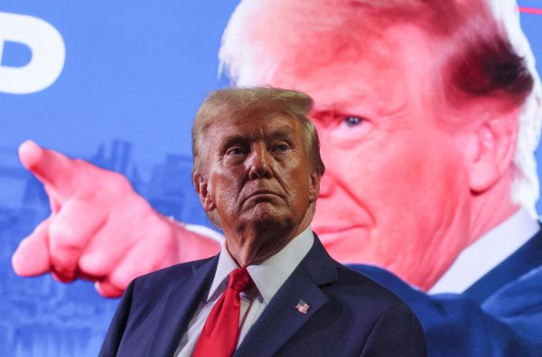 Photo: Republican presidential nominee and former US President Donald Trump attends his campaign rally at Van Andel Arena in Grand Rapids, Michigan, U.S., November 5, 2024. Credit: REUTERS/Brian Snyder