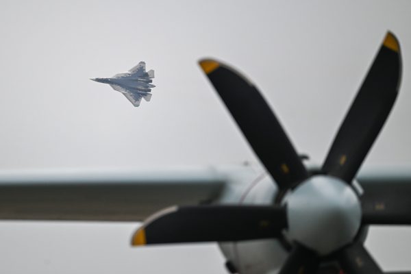 Photo: ZHUHAI, CHINA - NOVEMBER 10: A Russia's Sukhoi Su-57 stealth fighter jet conducts adaptive training for the upcoming 15th China International Aviation and Aerospace Exhibition, or Airshow China 2024, on November 10, 2024 in Zhuhai, Guangdong Province of China. Credit: Chen Jimin/China News Service/VCG