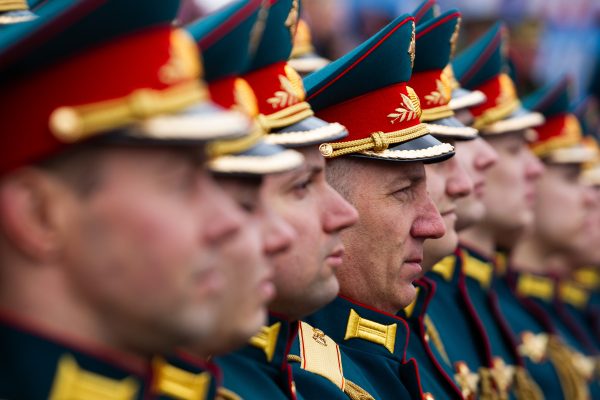 Photo: Russian military personnel of the parade squads during the dress rehearsal of the Victory Parade on Palace Square. On May 9, 2024, Russia will celebrate Victory Day in the Great Patriotic War for the 79th time. The parade of troops of the territorial garrison of St. Petersburg will begin on the morning of May 9. 78 units of military equipment (including seven from the war era) will pass through Palace Square. After this, about 4,500 parade participants will march in front of the podium with veterans and other honored guests of the holiday, 3,000 of them from the Ministry of Defense. It is known that 350 WWII veterans will take part in the parade. Credit: Artem Priakhin / SOPA Images via Reuters Connect