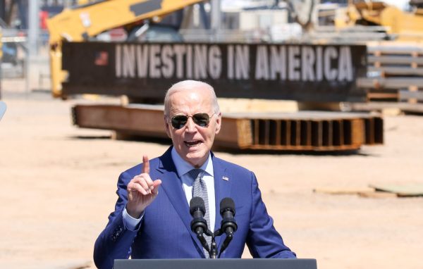 Photo: President Joe Biden makes at stop in Chandler, Arizona to deliver remarks on his Investing in America agenda at Intels Ocotillo Campus in Chandler, Arizona on March 20, 2024. Intel is Arizonas largest technology developer and manufacturer and Biden unveiled a multi-billion-dollar award to expand its chip production. Credit: Alexandra Buxbaum/Sipa USA via Reuters Connect