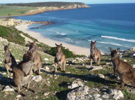 Waves & Wildlife Cottages Kangaroo Island, camera con cucina a Stokes Bay