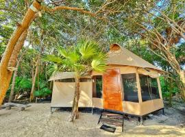 Beachfront luxury glamping, luxury tent in Punta Allen