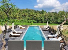 Villa Norwegia - pool with panorama rice field view, cottage in Yogyakarta