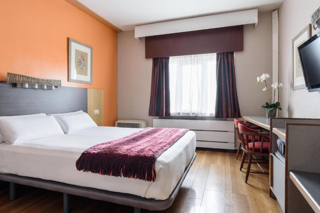 een hotelkamer met een bed en een televisie bij Crisol Quindós in León