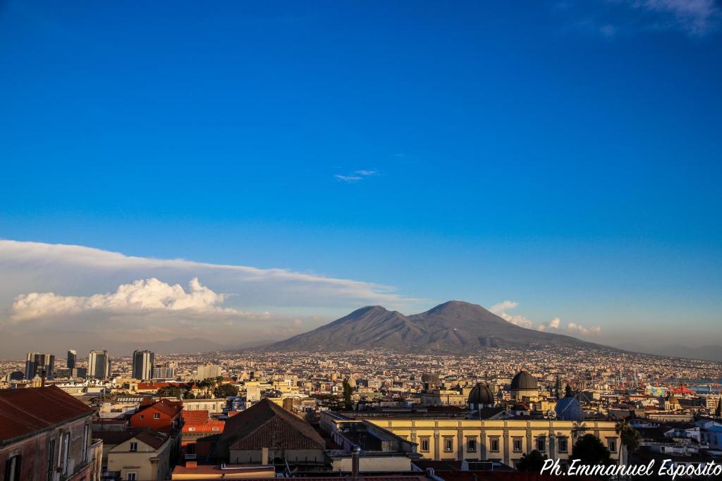 Vue sur une ville avec une montagne en arrière-plan dans l'établissement B&B Nel Regno di Napoli, à Naples