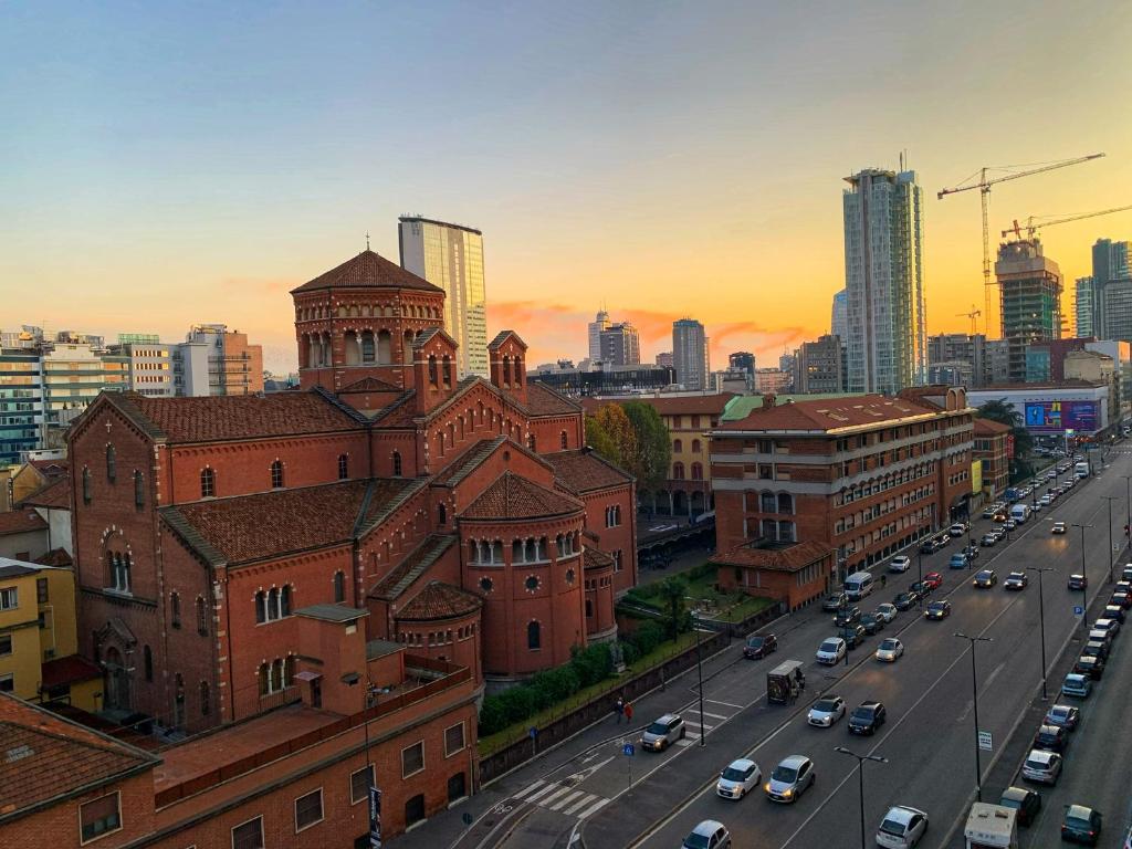 米蘭的景觀或從家庭旅館拍的城市景觀