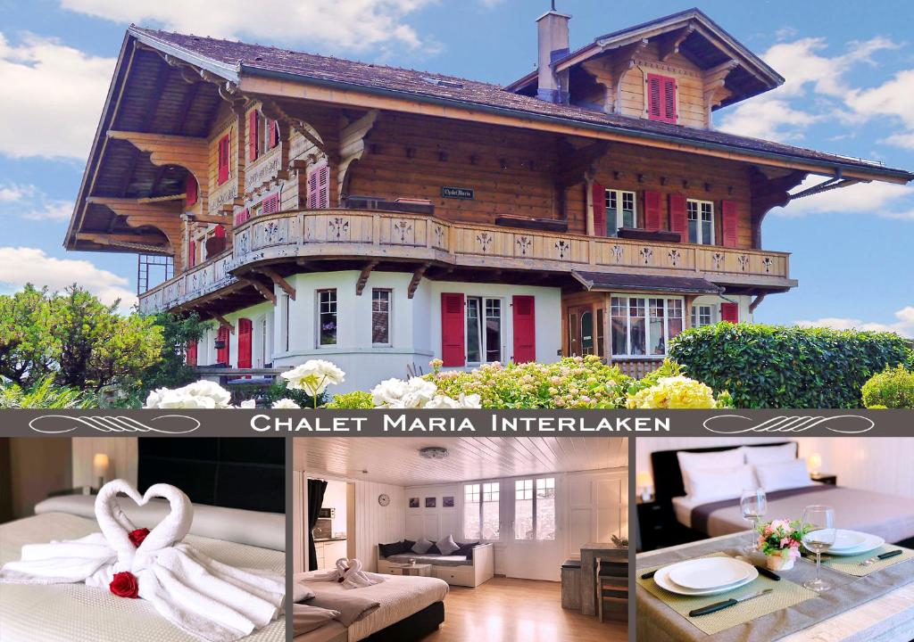 kolaż dwóch zdjęć domu w obiekcie Chalet Maria Interlaken w mieście Interlaken