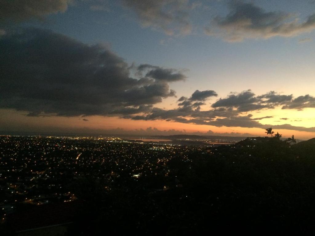 The sunrise or sunset as seen from a vendégházakat or nearby