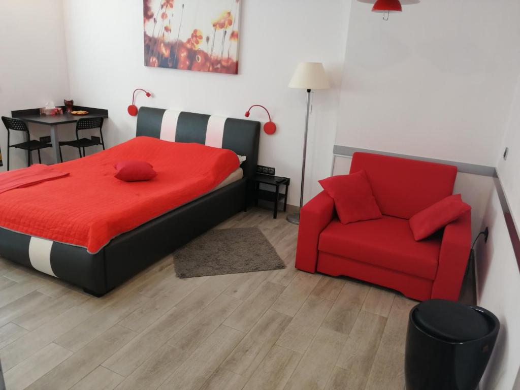 Tempat tidur dalam kamar di Apartament Salezego