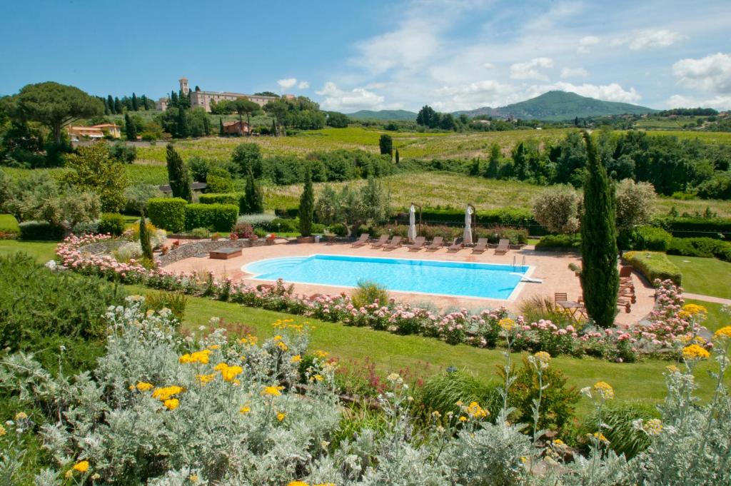 an aerial view of a garden with a swimming pool at Tenuta Cusmano in Grottaferrata