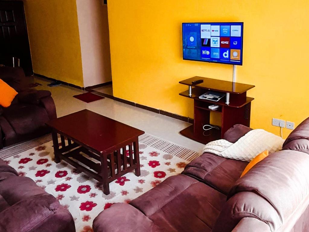 TV/trung tâm giải trí tại Essy's Furnished Homes Nakuru with pool & GYM