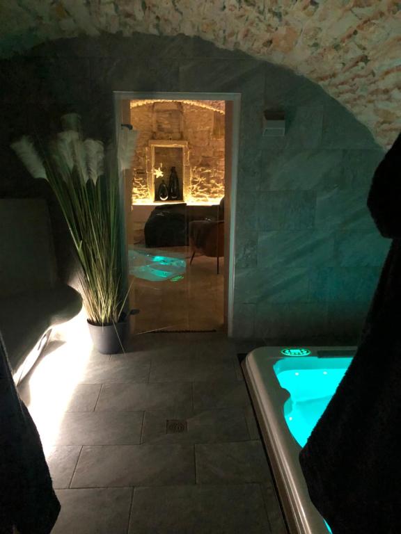 ein Bad mit Whirlpool in einem Zimmer in der Unterkunft jaccuzi & spa des caves Stanislas in Nancy