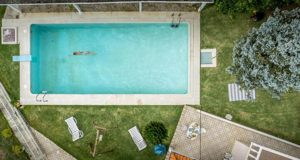 een uitzicht over een zwembad in een tuin bij Casa do Carril - Private Pool - Douro Valley in Peso da Régua