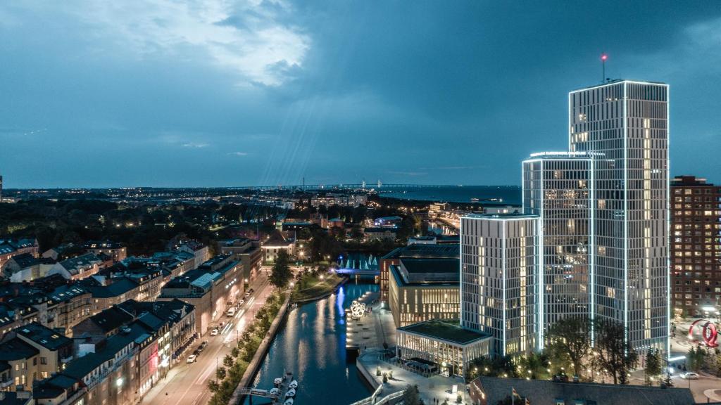 Una vista general de Malmö o una vista desde la ciudad tomada desde el hotel