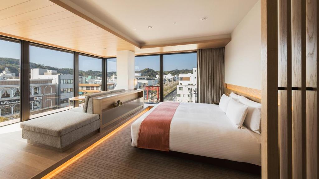 Cama ou camas em um quarto em Hotel Metropolitan Kamakura