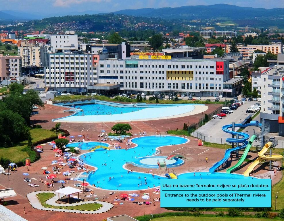 an image of a water park in a city at Hollywood Hotel in Sarajevo