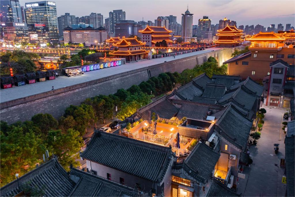 Uma visão geral de Xi'an ou uma vista da cidade tirada do hotel