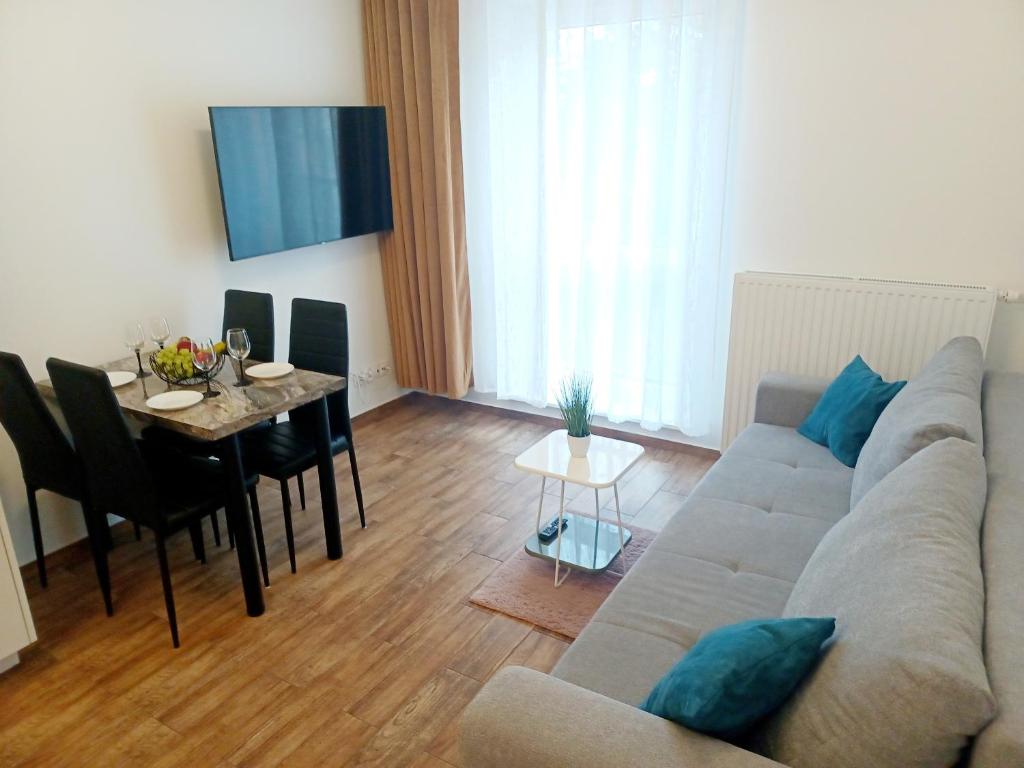 TV tai viihdekeskus majoituspaikassa AJP Apartament Szczecin Dąbie