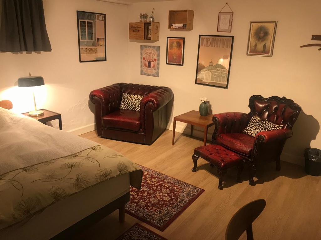 Χώρος καθιστικού στο Comfortable Large Room King S bed near CPH centre