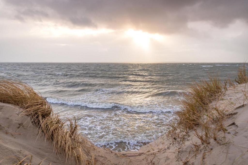 - une vue sur l'océan depuis une plage de sable dans l'établissement Lütt Nest Föhr, à Alkersum