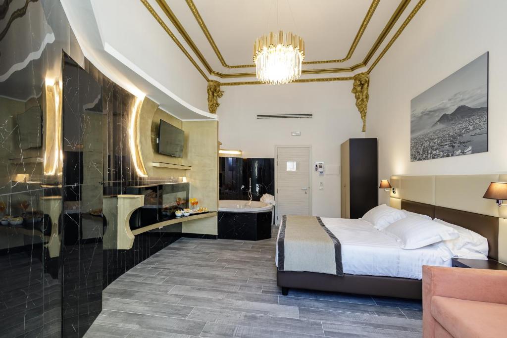 Cama ou camas em um quarto em Hotel Palazzo Argenta