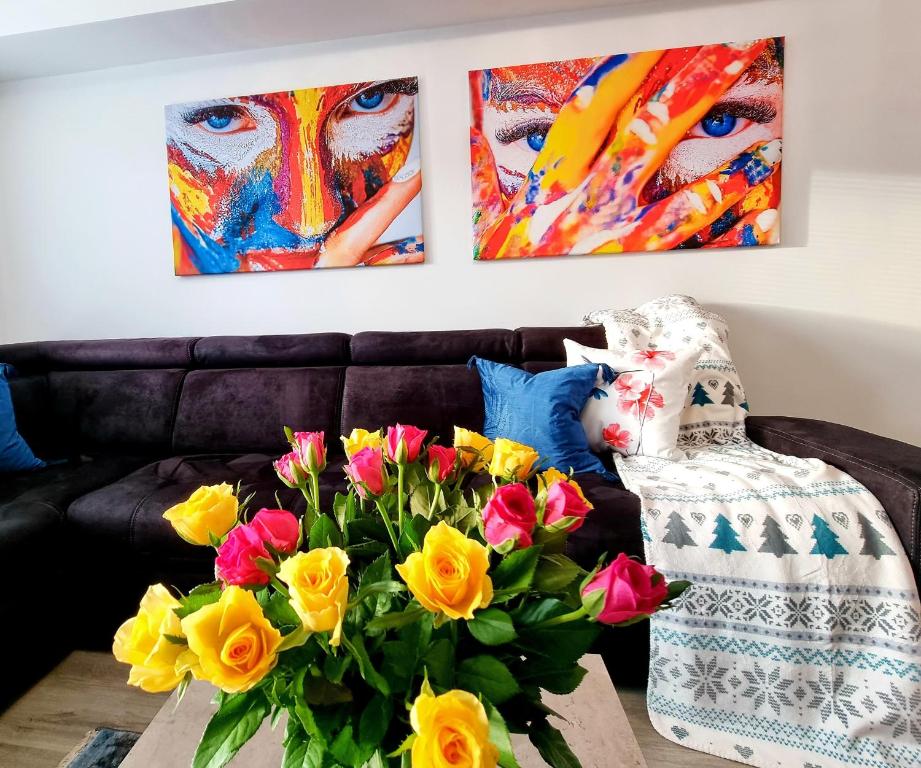 Uma área de estar em Apartament Jelonek w Karkonoszach