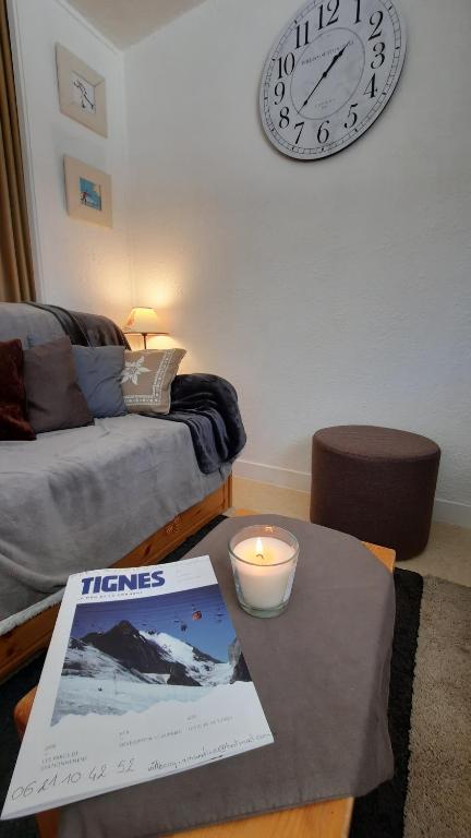 Zona d'estar a Spacieux appartement Tignes le Lac