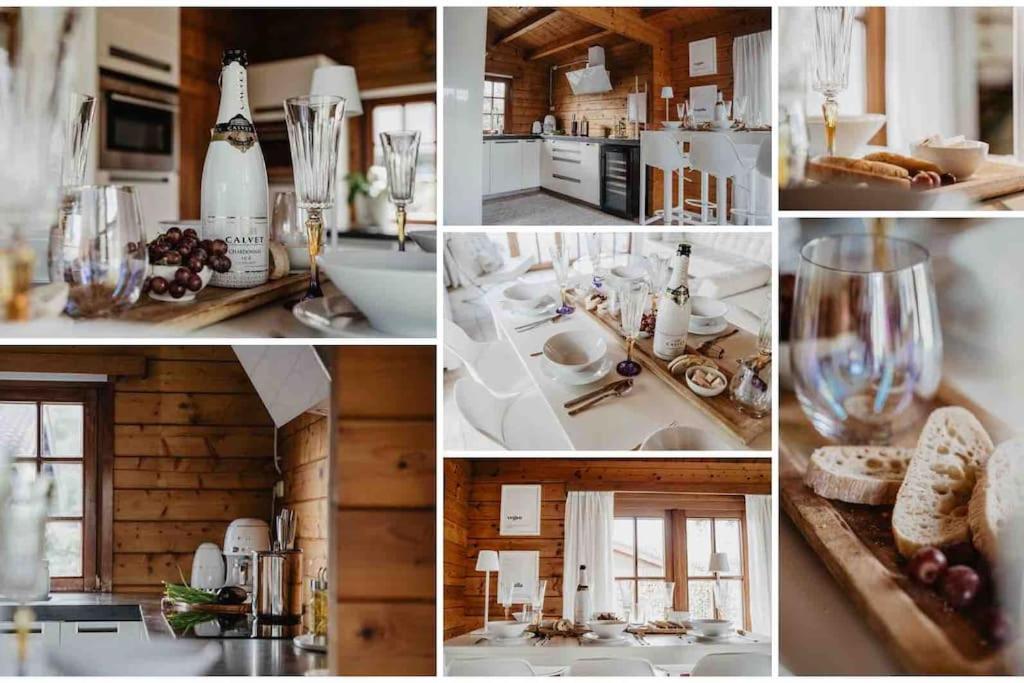 a collage of photos of a kitchen with glass appliances at Life & Cooking Holiday Home in Ermelo