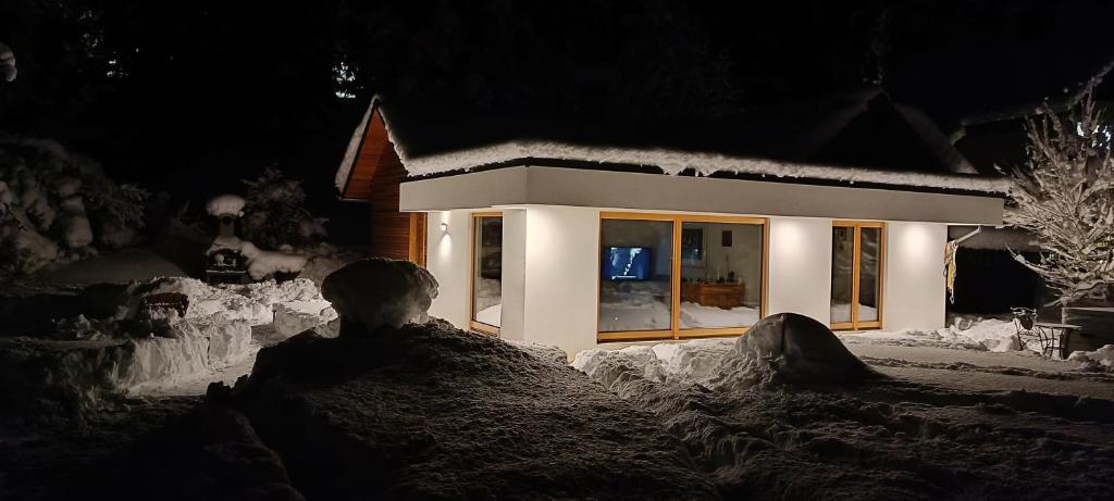 House Apartma Čebela with jacuzzi að vetri til