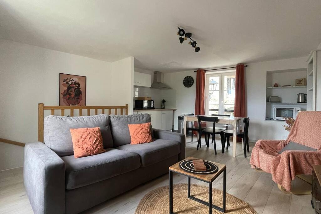 a living room with a couch and a table at Gîte NO 9 in Neufchâteau