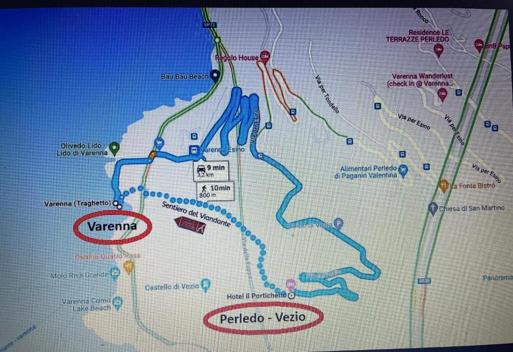 ペルレードにあるHotel Diffuso Il Portichetto Vezio Perledoの河川地図の接近