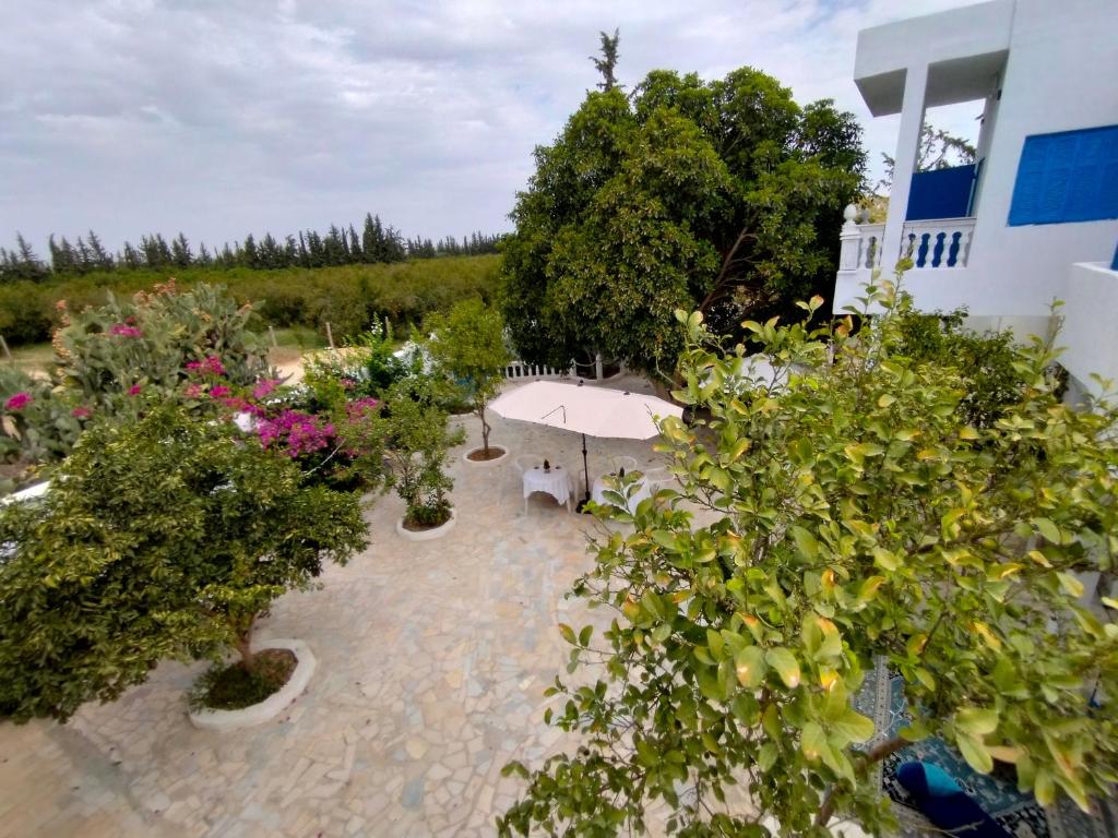 una vista aérea de un jardín con árboles y flores en Henchir ejdoud, en Kairouan