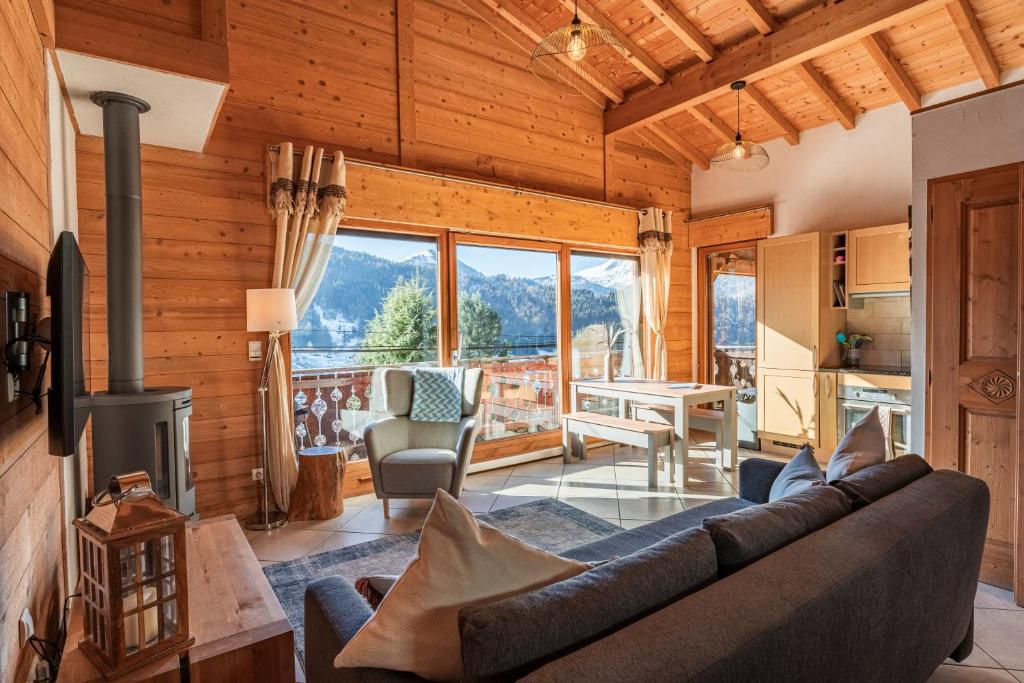 Et opholdsområde på Beautiful 2 bed Chalet Morzine