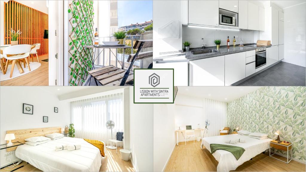 Dapur atau dapur kecil di Two bedroom apartment close to train station by Lisbon with Sintra