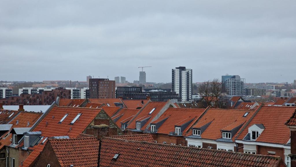 Una vista general de Aarhus o una vista desde la ciudad tomada desde el departamento