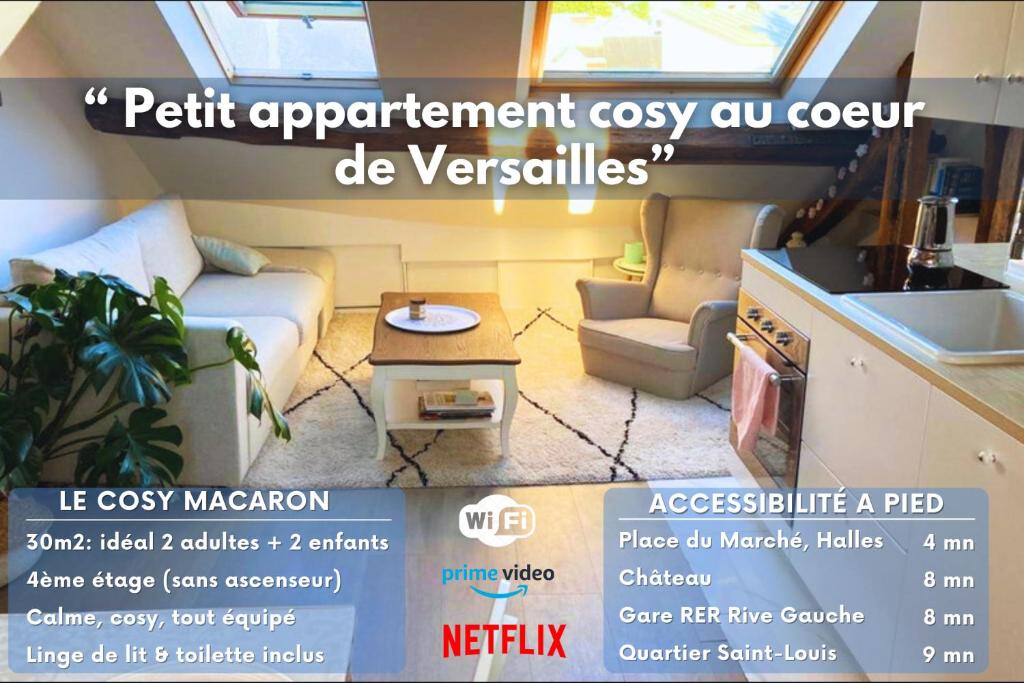 een advertentie voor een huisdier appartement gezellige uilenbaai gezellig bij Le Cosy Macaron - Au cœur de Versailles in Versailles