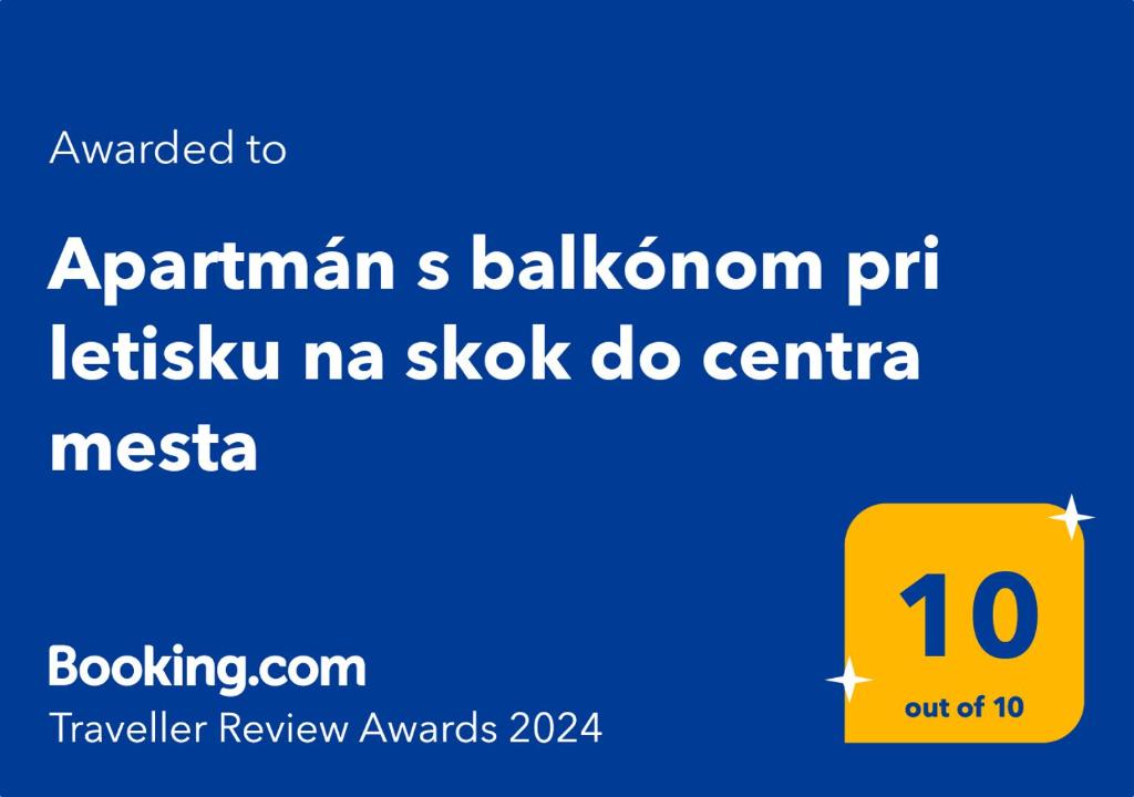 Un certificado, premio, letrero u otro documento en Apartmán s klimatizáciou a balkónom pri letisku BTS