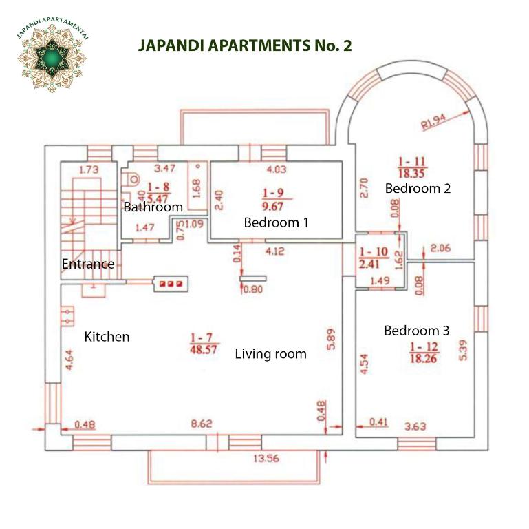 un plan d'étage d'une maison dans l'établissement Japandi apartamentai, à Kaunas