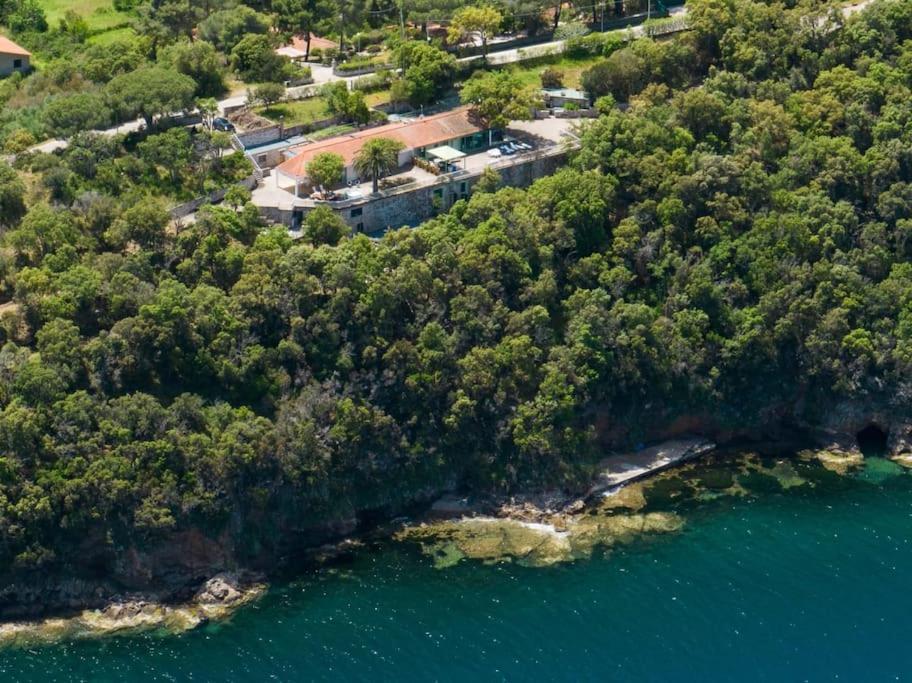 widok z powietrza na wyspę w wodzie w obiekcie Casa William - Villa e 2 Dependance w mieście Porto Azzurro