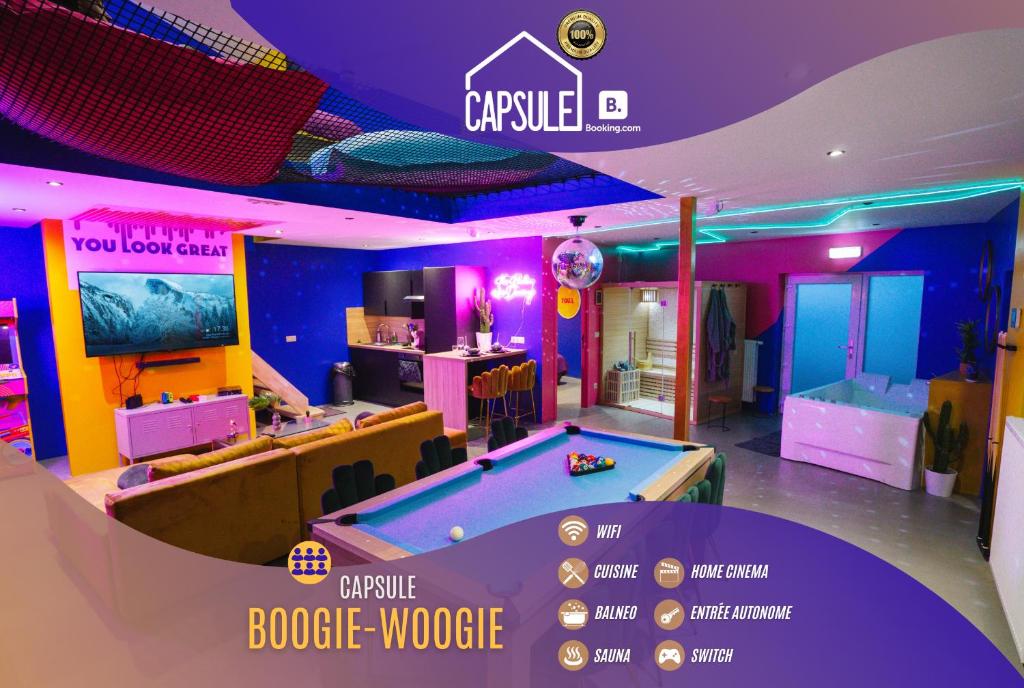 Biljarðborð á Capsule Boogie-Woogie - JACUZZI - SAUNA - BILLARD - JEUX - ECRAN GÉANT - FILET SUSPENDU - NETFLIX