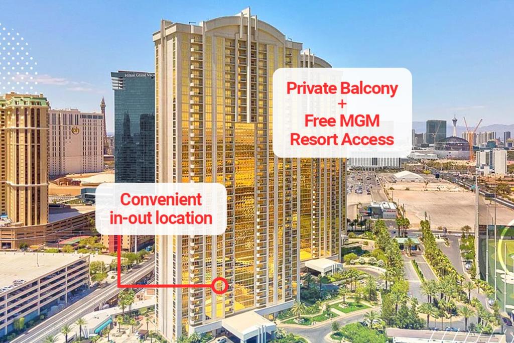 uma representação de uma representação de uma cidade com edifícios em LADY LUCK'S VISTA - Private Balcony - Full Kitchen - Two Full Baths - Jetted Tub - Full MGM Grand Resort Access w No Resort Fee at MGM Signature em Las Vegas