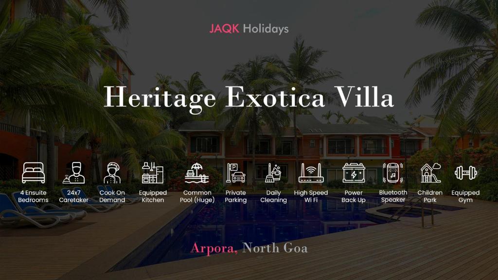 バガにあるHeritage Exotica Villa - 4BHK, Bagaのエキゾチックなヴィラを意味するリゾートのウェブサイト