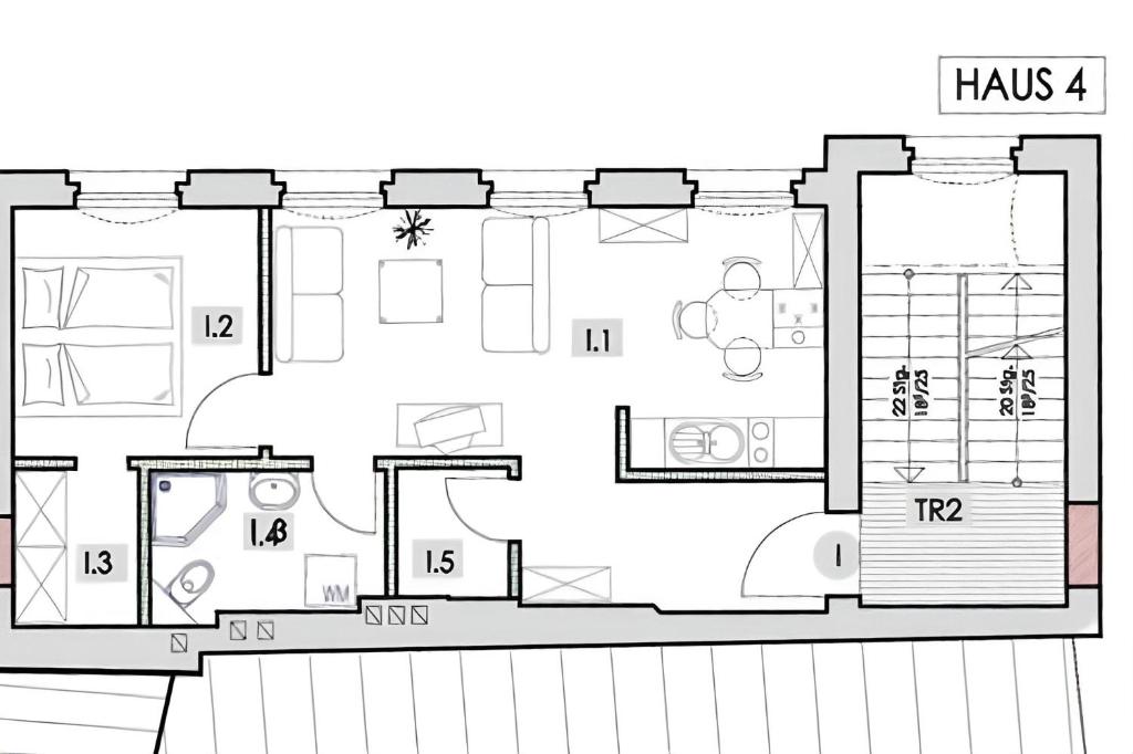 El plano del piso de RAHA Apartments - Historischer Charme direkt am Domplatz