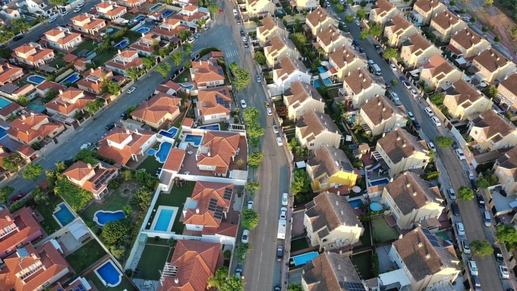 an overhead view of houses in a suburb at Villa TRIANA in Seville