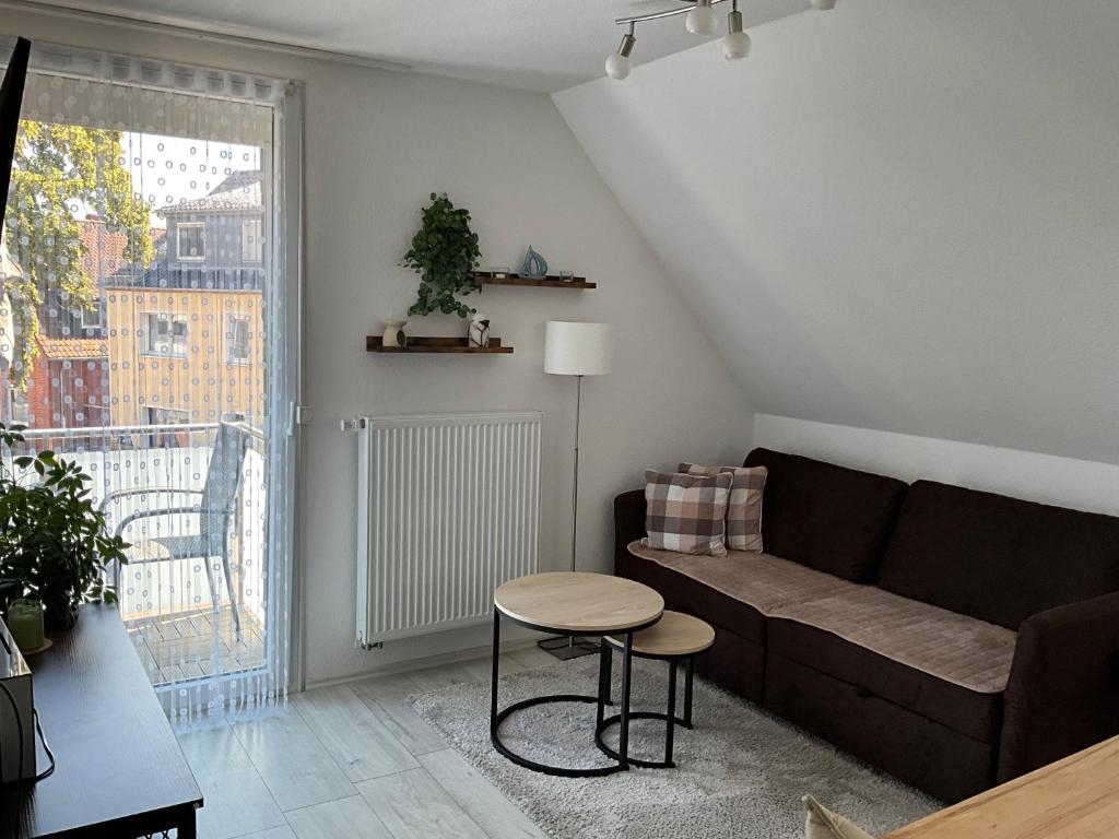 En sittgrupp på Apartement Seestern mit kleinem Südbalkon, 100m zum Meer