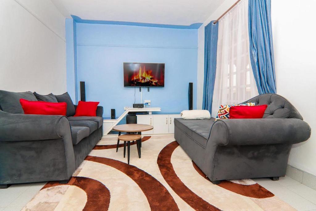 Zona d'estar a Bluey 1BR Apartment in Naivasha